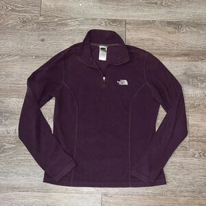 North face size small fleece pull over quarter zip sweater purple